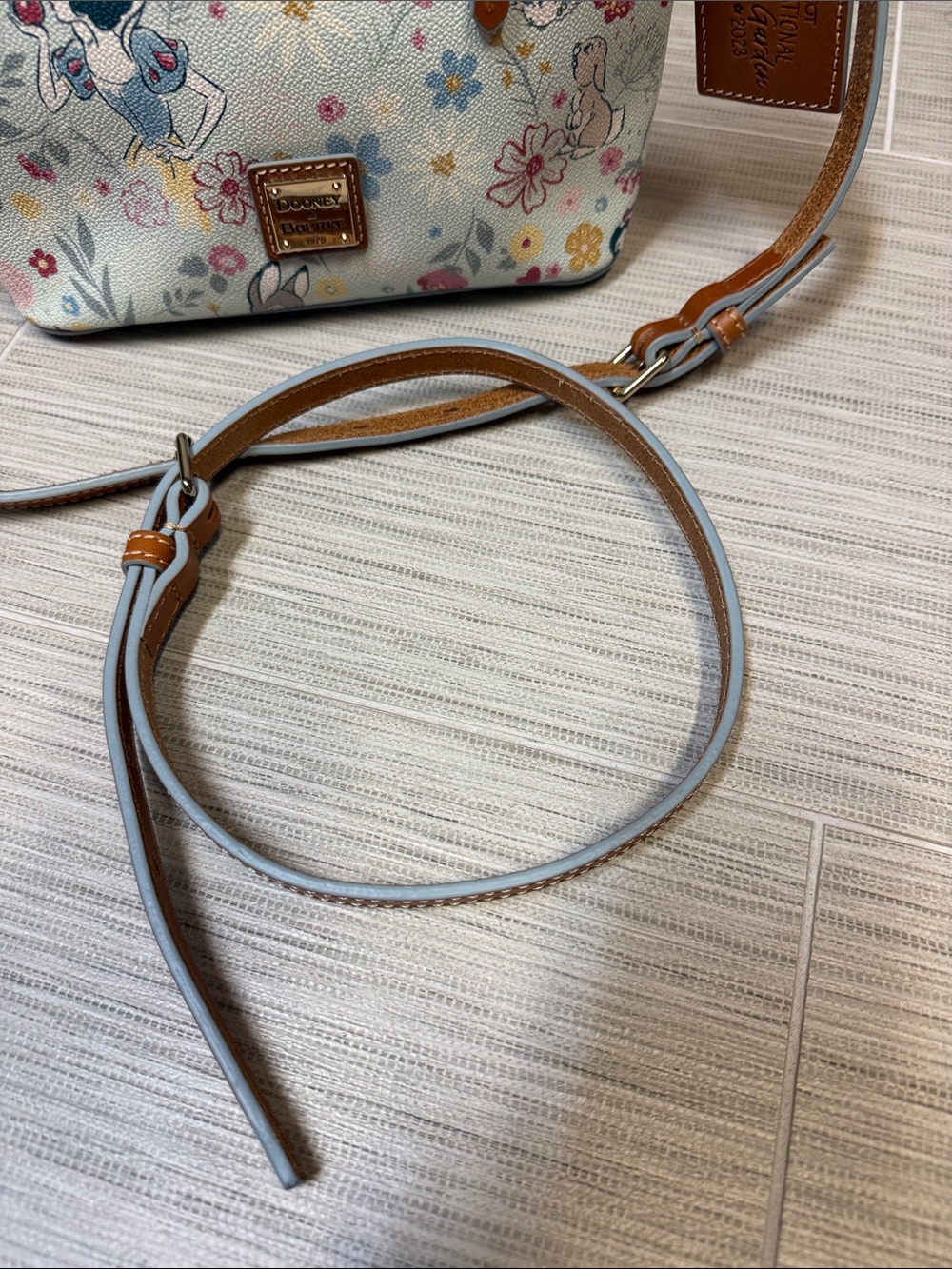 Dooney & Bourke Floral Crossbody in Light Blue and Tan - Picture 4 of 6